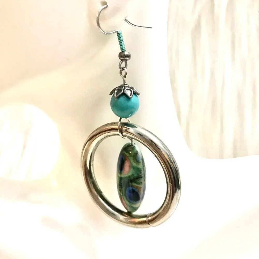 Peacock beaded earrings